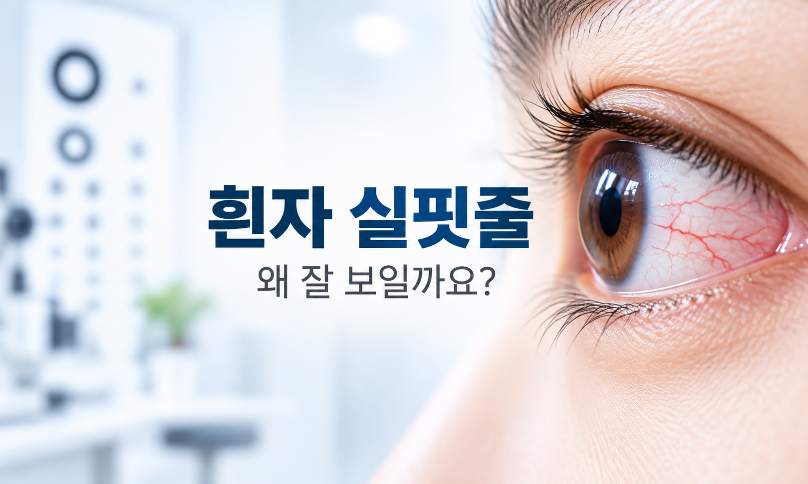 눈 흰자 표면에 결막 혈관이 도드라져 보이는 모습